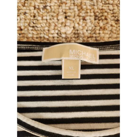 🖤 MICHAEL Michael Kors Stripe Ruched Top w/ Zipper Shoulders – Size XL - Picture 5 of 6